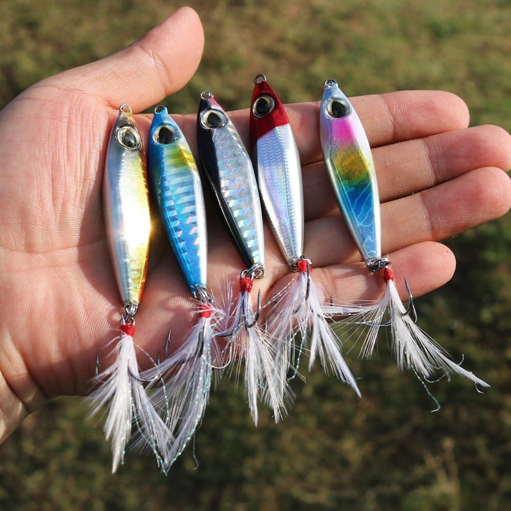 image:imageSougayilang Jigs Fishing Lures Sinking Metal Spoons Micro Jigging BaitA256in116oz5PCS with BOX