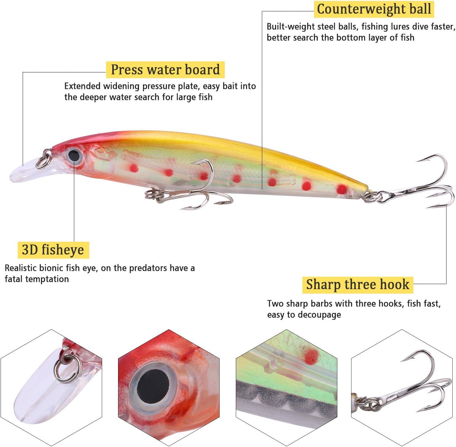image:imageSougayilang Minnow Fishing Lures Crankbaits Set Fishing Hard Baits Swimbaits Boat Topwater Lures for Trout Bass Perch FishingStyleA 10PCS
