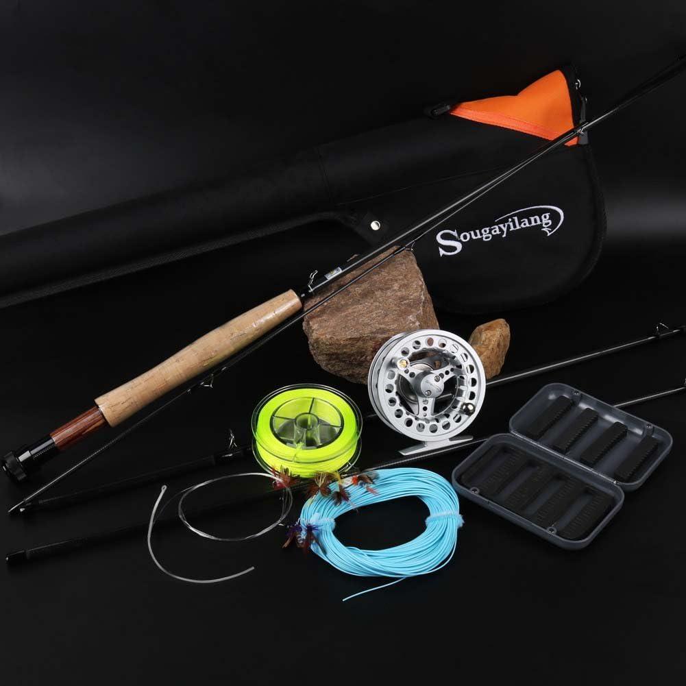 image:imageSougayilang Saltwater Freshwater Fly Fishing Rod with Reel Combo KitA Silver Kits with Bag