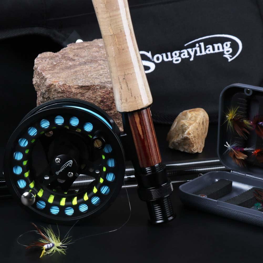 image:imageSougayilang Saltwater Freshwater Fly Fishing Rod with Reel Combo KitB Black Kits with Bag