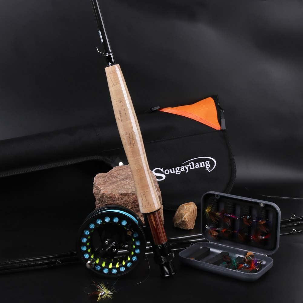 image:imageSougayilang Saltwater Freshwater Fly Fishing Rod with Reel Combo KitB Black Kits with Bag