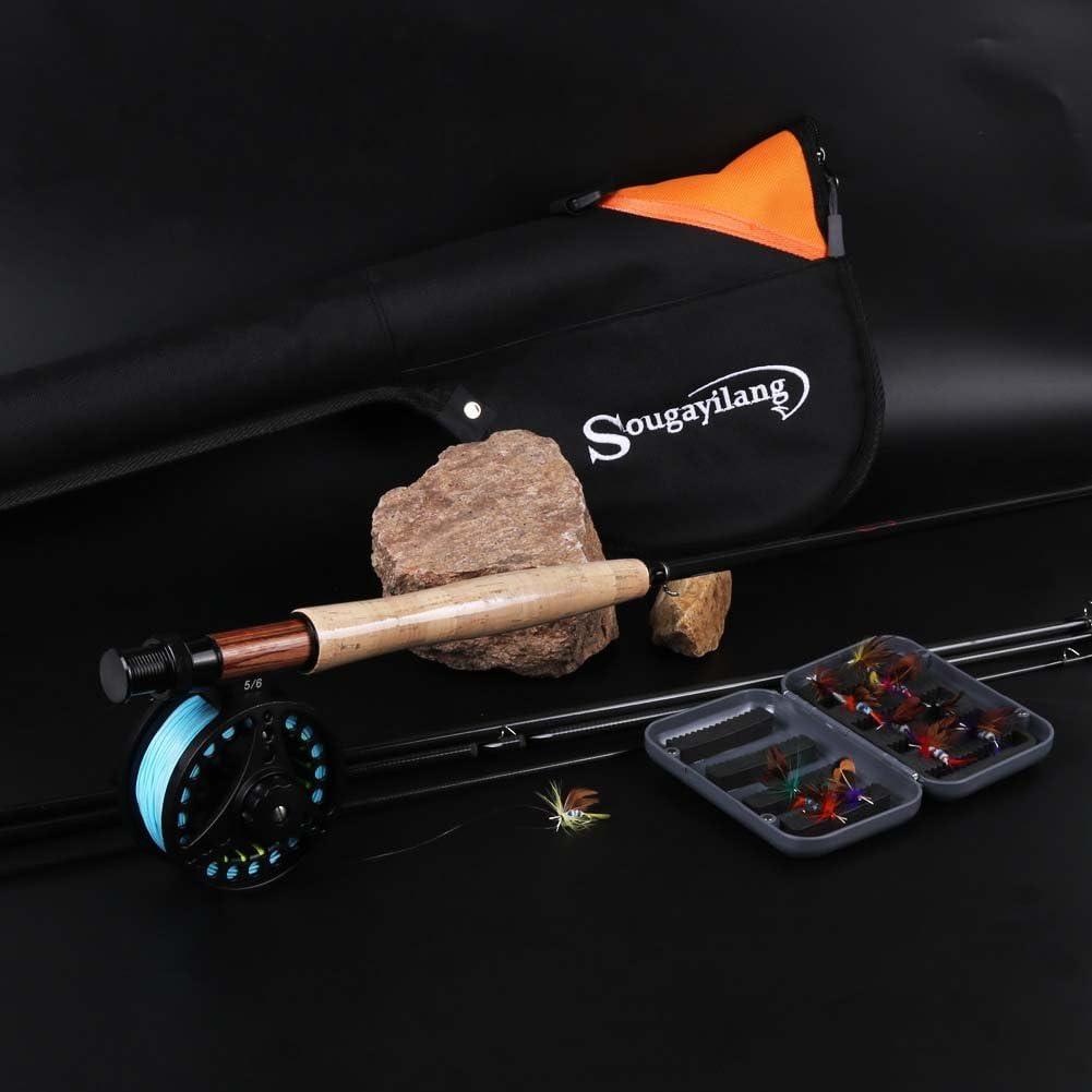 image:imageSougayilang Saltwater Freshwater Fly Fishing Rod with Reel Combo KitB Black Kits with Bag