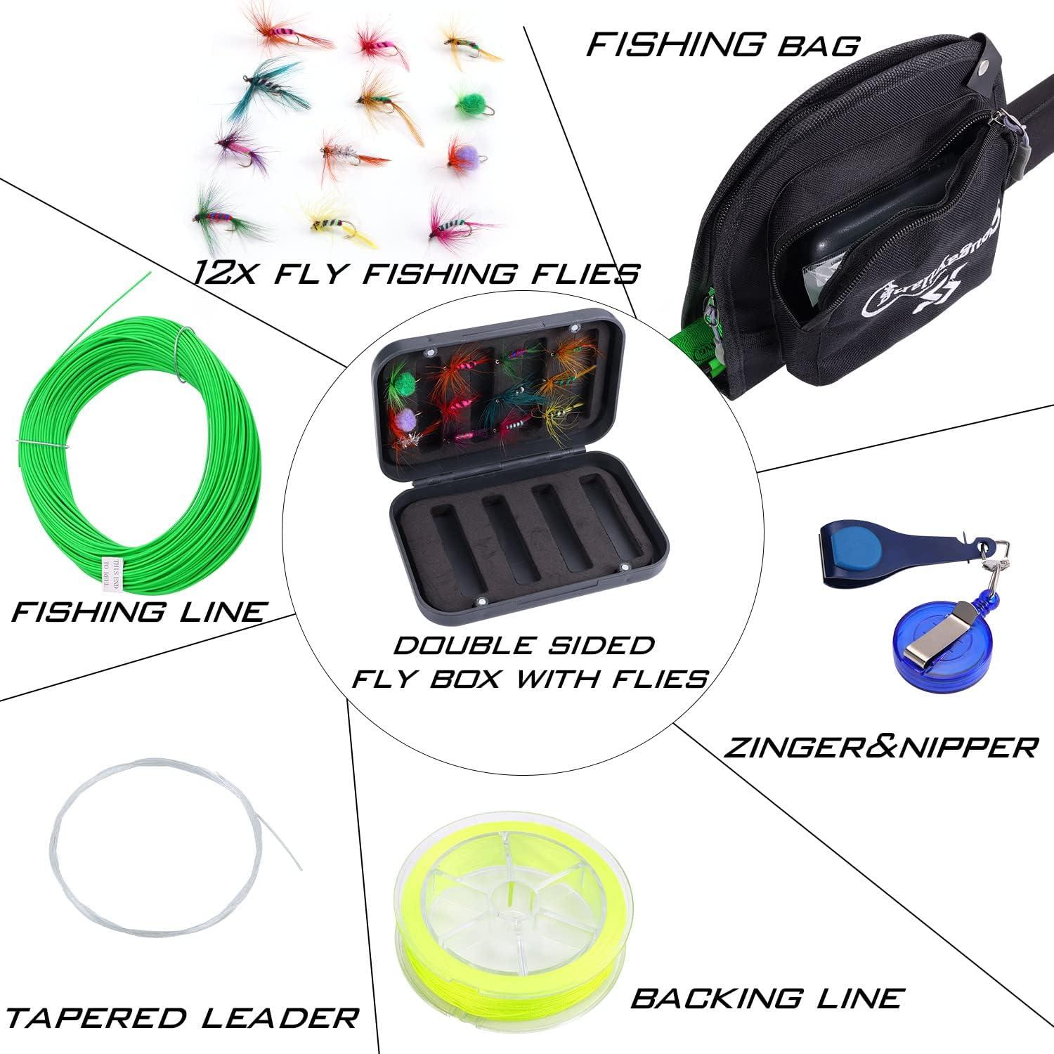 image:imageSougayilang Standard Fly Fishing Combo Starter Kit 56 Weight 9 Fly Rod with SuperPolymer Handle Accessories Carrying Case Fly Box Case amp Fishing FliesGreen