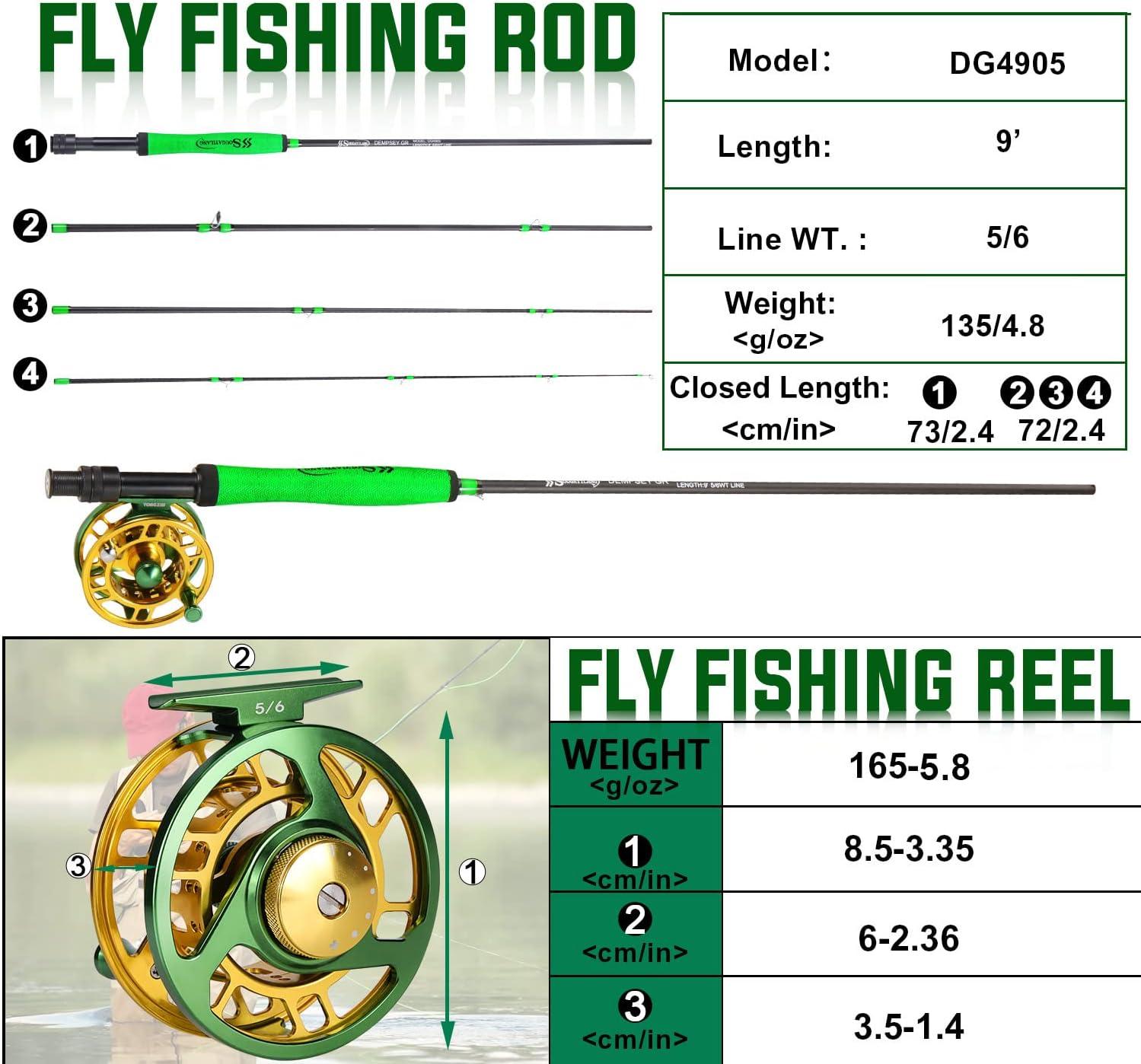 image:imageSougayilang Standard Fly Fishing Combo Starter Kit 56 Weight 9 Fly Rod with SuperPolymer Handle Accessories Carrying Case Fly Box Case amp Fishing FliesGreen