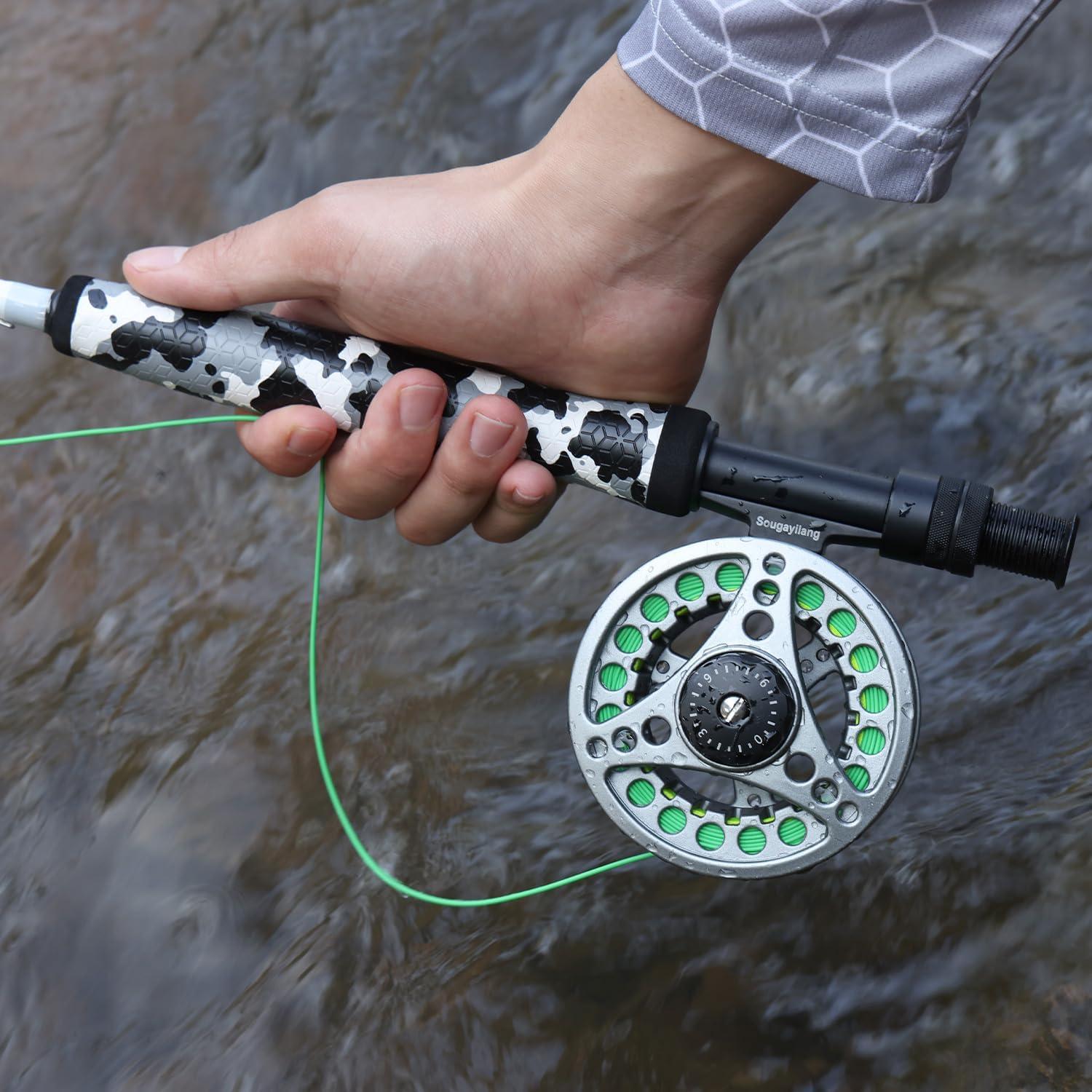 image:imageSougayilang Standard Fly Fishing Combo Starter Kit 56 Weight 9 Fly Rod with SuperPolymer Handle Accessories Carrying Case Fly Box Case amp Fishing FliesBlack