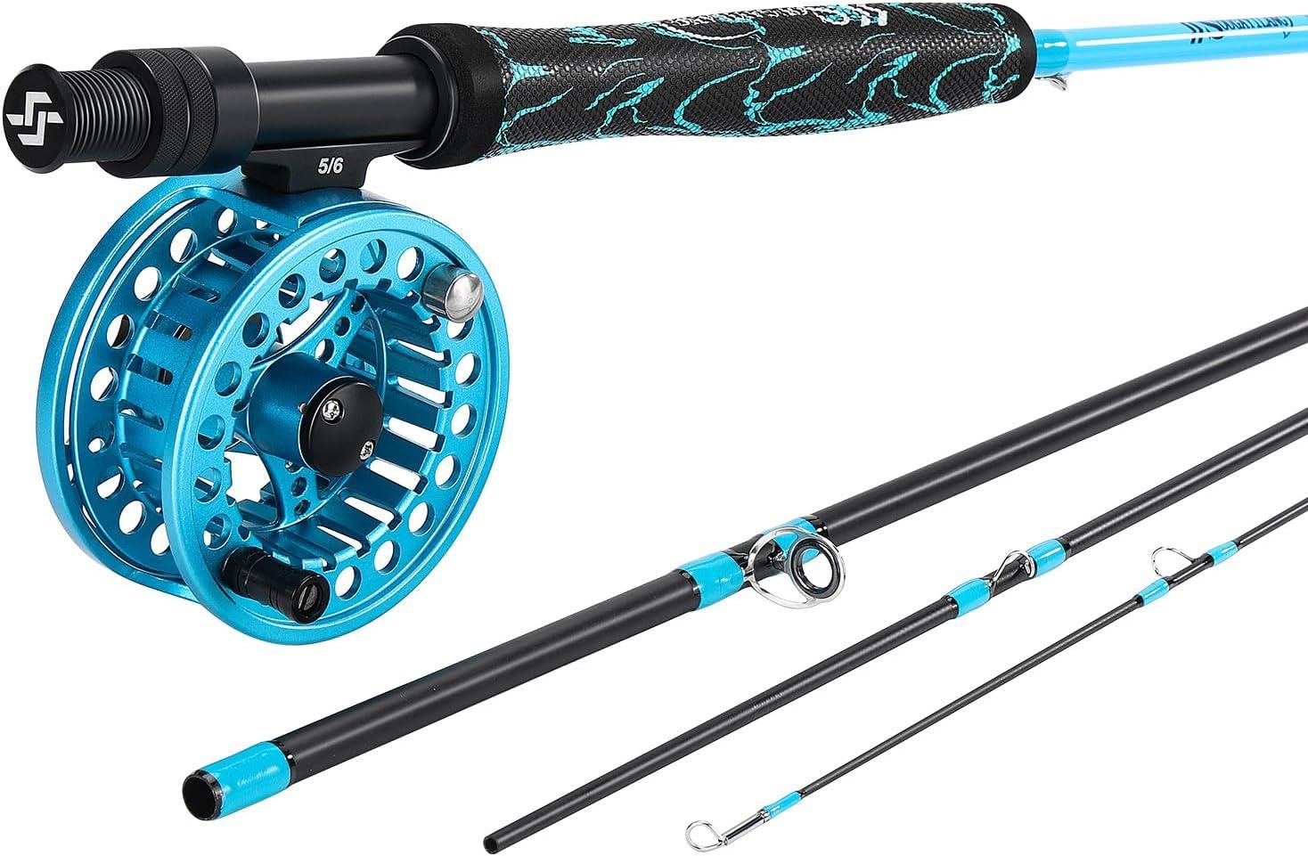 image:imageSougayilang Standard Fly Fishing Combo Starter Kit 56 Weight 9 Fly Rod with SuperPolymer Handle Accessories Carrying Case Fly Box Case amp Fishing FliesBlue