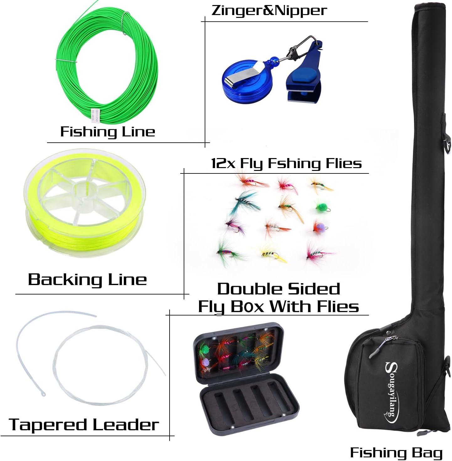 image:imageSougayilang Standard Fly Fishing Combo Starter Kit 56 Weight 9 Fly Rod with SuperPolymer Handle Accessories Carrying Case Fly Box Case amp Fishing FliesBlack