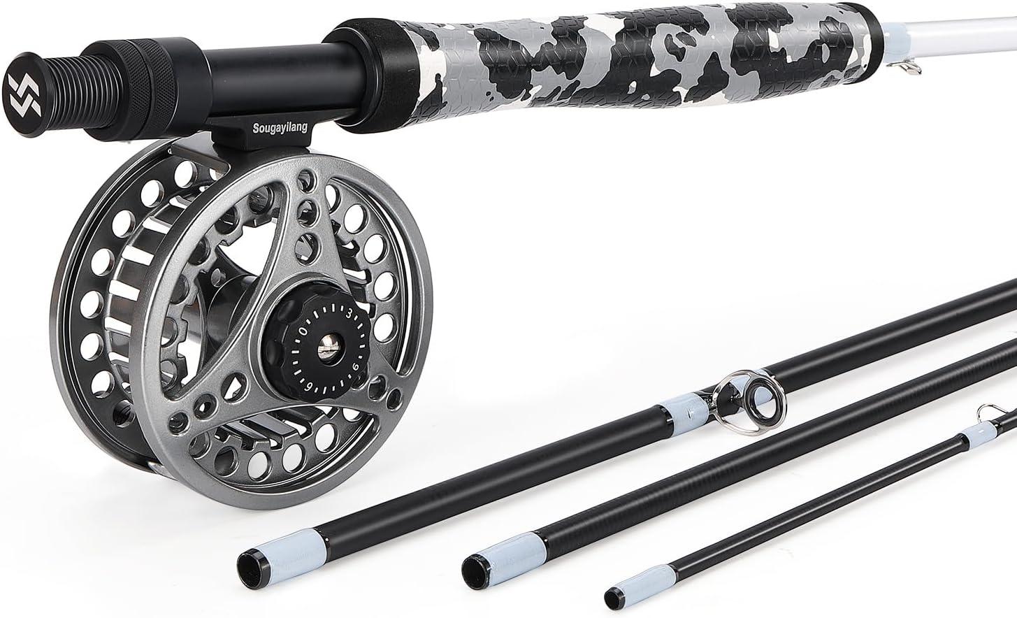 image:imageSougayilang Standard Fly Fishing Combo Starter Kit 56 Weight 9 Fly Rod with SuperPolymer Handle Accessories Carrying Case Fly Box Case amp Fishing FliesBlack