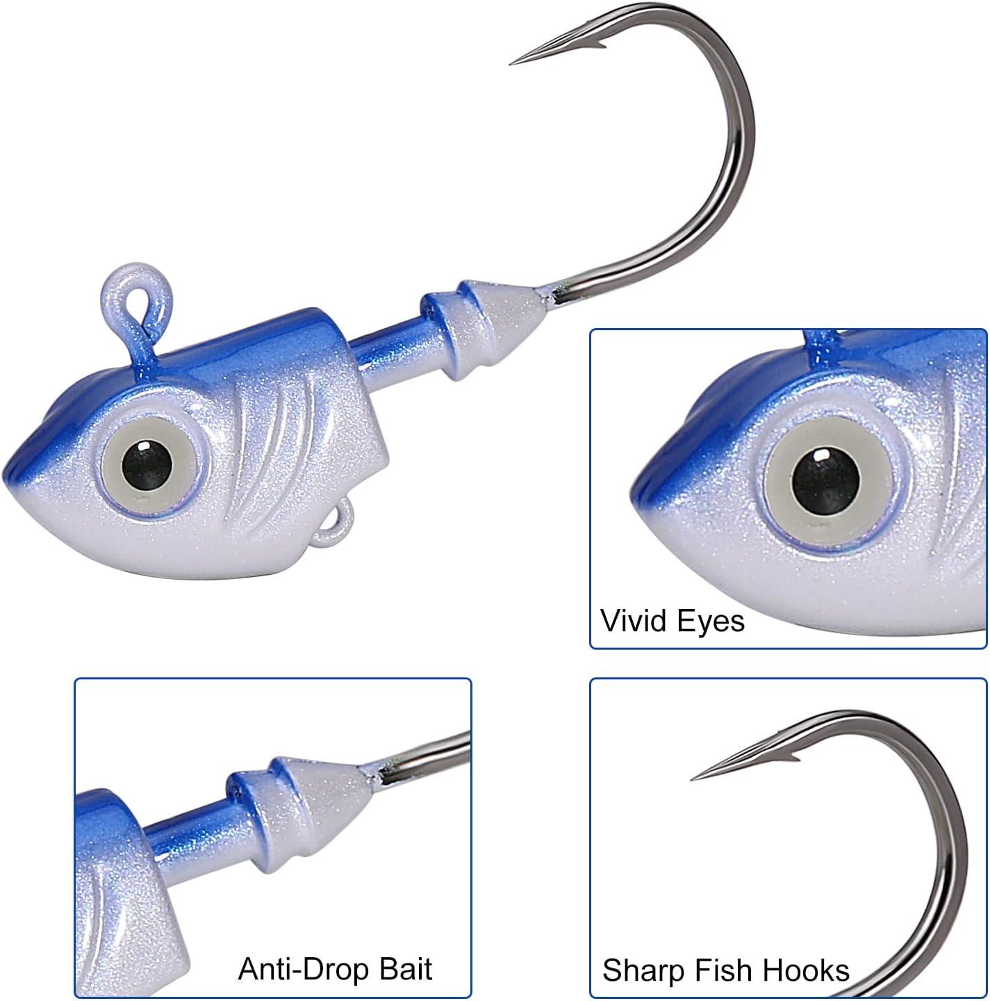 image:imageSougayilang Swimbait Jig Head Lead Flats Jig Head Bait Lead Weighted Hooks Spin Fish Jig Heads Fishing AccessoriesB 5PCS with a tackle box