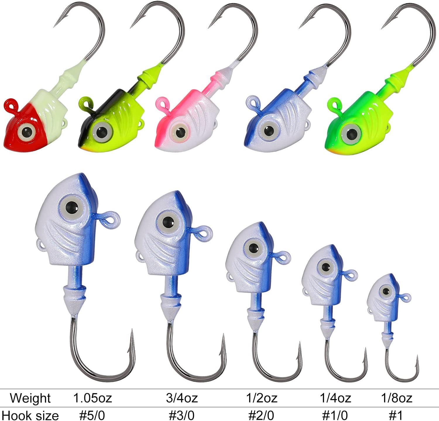 image:imageSougayilang Swimbait Jig Head Lead Flats Jig Head Bait Lead Weighted Hooks Spin Fish Jig Heads Fishing AccessoriesB 5PCS with a tackle box