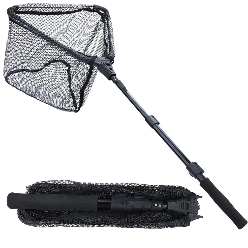 image:imageSougayilang Fishing Net Fish Landing Net Foldable Collapsible Telescopic Pole with EVA Handle Durable Nylon Material Mesh Safe Fish Catching or ReleasingBlacktelescopic Handle452