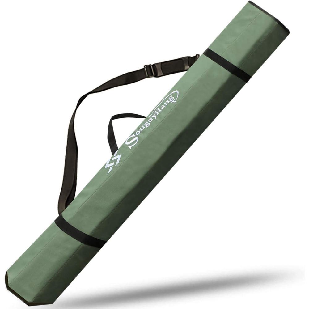 image:imageSougayilang Fishing Rod Bag Canvas Rod Case Organizer Pole Storage Bag Fishing Rod and Reel Carrier Organizer for Travel Gift for Father Boyfriend and FamilyGreen127CM41FT
