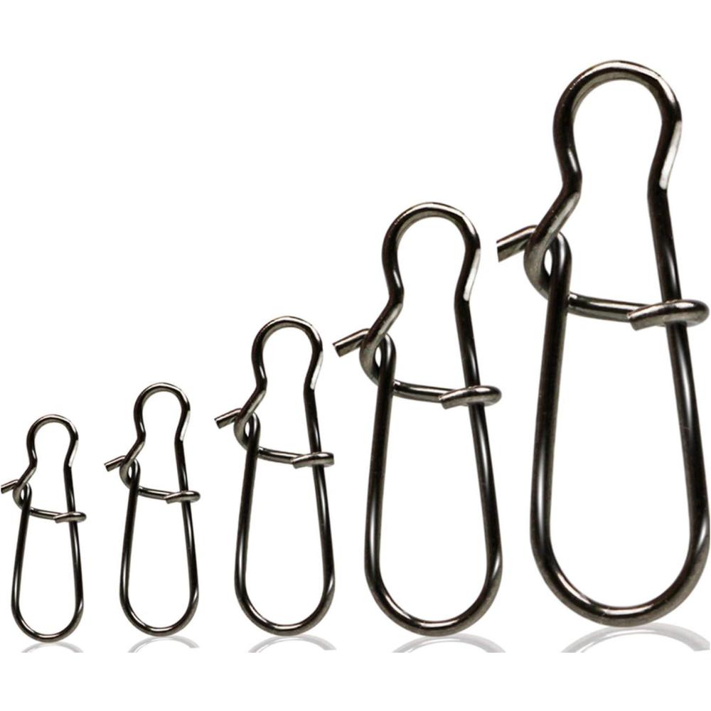 image:imageSougayilang Fishing Rolling Swivel with Coast Lock Snap Stainless Steel Black Nickel Fish Swivels Line ConnectorType B100 PCS
