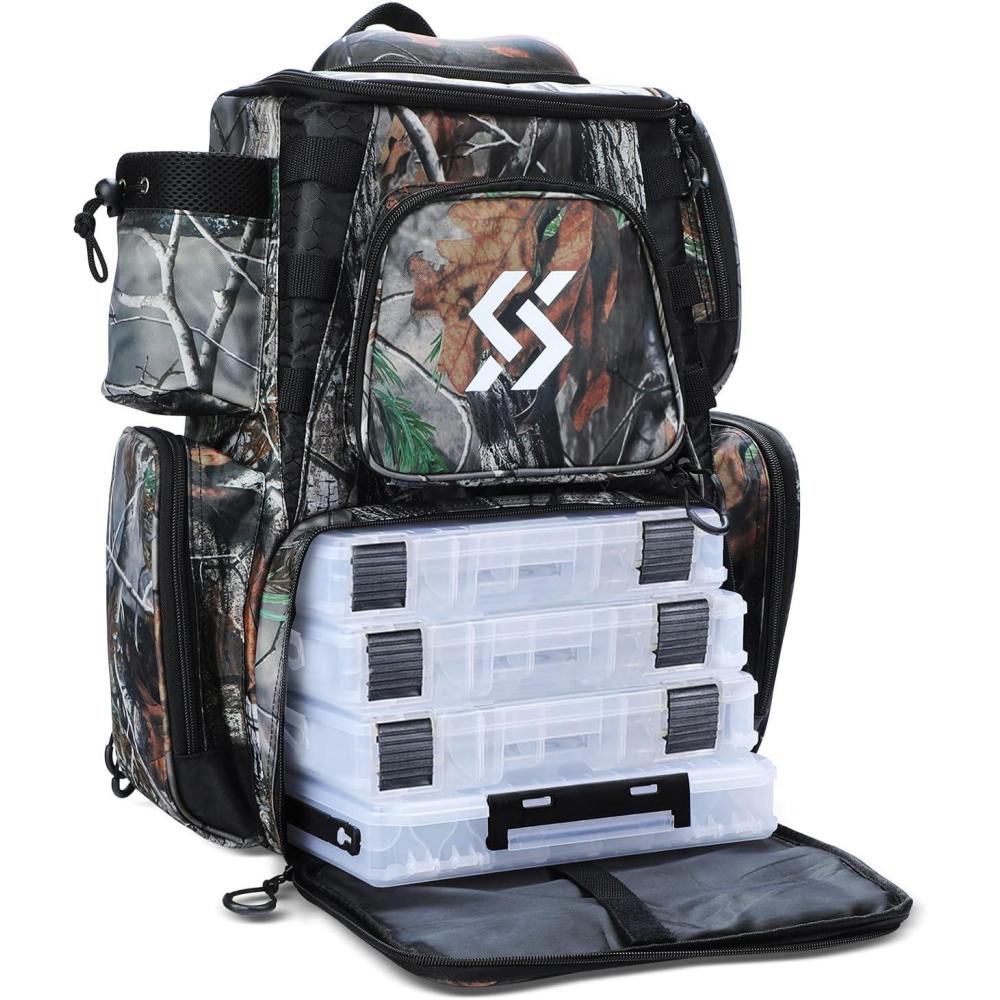 image:imageSougayilang Fishing Tackle Backpack Waterproof Tackle Bag Storage with 4 Trays Tackle BoxCamouflage Backpack With 4 Trays