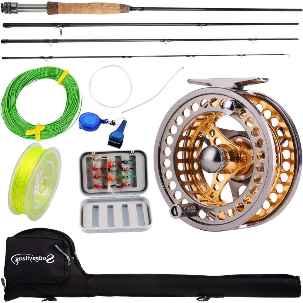 image:imageSougayilang Fly Fishing Rod Reel Combos with Lightweight Portable Fly Rod and CNCmachined Aluminum Alloy Fly ReelFly Fishing Complete Starter PackageFly Fishing Full Kit 56
