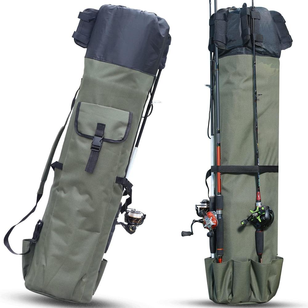 image:imageSougayilang Folding Fishing Rod Case Organizer Pole Storage Bag Rod Reel Tackle Carrier Fishing Rod Bag Fishing CaseStyle BGreen120cm4ft