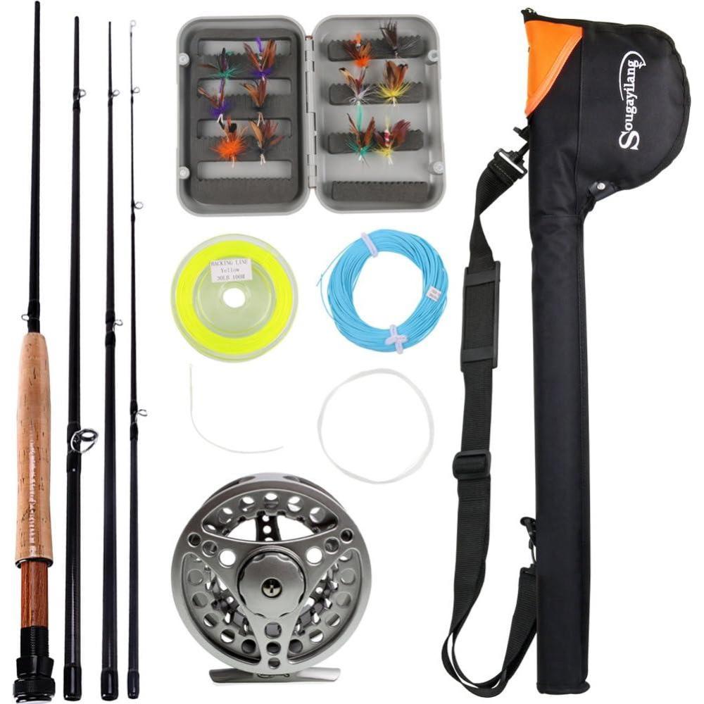 image:imageSougayilang Saltwater Freshwater Fly Fishing Rod with Reel Combo KitA Silver Kits with Bag