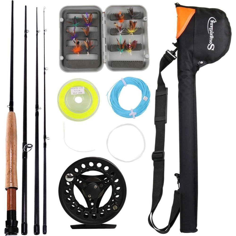 image:imageSougayilang Saltwater Freshwater Fly Fishing Rod with Reel Combo KitB Black Kits with Bag
