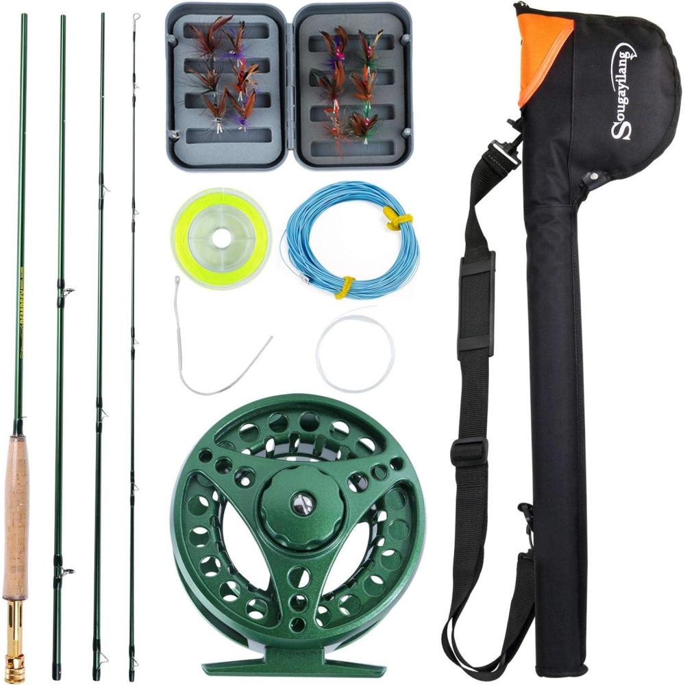 image:imageSougayilang Saltwater Freshwater Fly Fishing Rod with Reel Combo KitDGreen Kits with Bag