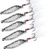 image:imageSougayilang Fishing Spoons Hard Fishing Lures Treble Hooks Salmon Bass Metal Fishing Lure Baits 12 OZSILVER 5pcs