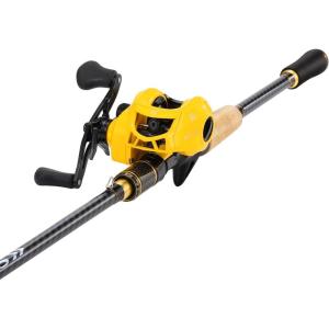 Sougayilang Baitcasting Fishing Combos, Carbon&Glass Fiber Composite 2 Piece Fishing Rods with Casting Reel- 6’0″(Golden- Right Handed- 6’0″)