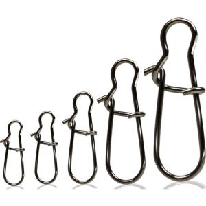 Sougayilang Fishing Rolling Swivel with Coast Lock Snap Stainless Steel Black Nickel Fish Swivels Line Connector(Type B(100 PCS))
