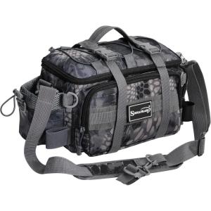 Sougayilang Fishing Tackle Bags with 3600 Tackle Tray – Fishing Tackle Storage Bags for Saltwater or Freshwater Fishing Gear – Padded Shoulder Strap – Tackle Box Bag Fishing Bag(Grey)(Grey without a 3600 Tackle Tray)