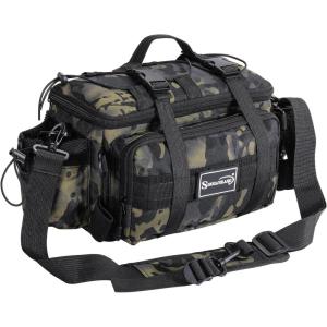 Sougayilang Fishing Tackle Bags with 3600 Tackle Tray – Fishing Tackle Storage Bags for Saltwater or Freshwater Fishing Gear – Padded Shoulder Strap – Tackle Box Bag Fishing Bag(Grey)(Green without a 3600 Tackle Tray)