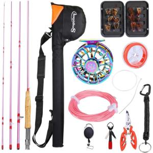 Sougayilang Fly Fishing Rod Reel Combo,Ultra Light Potable Fly Rod with Powerful Reel and Accessories Good Starter Kit(5/6)
