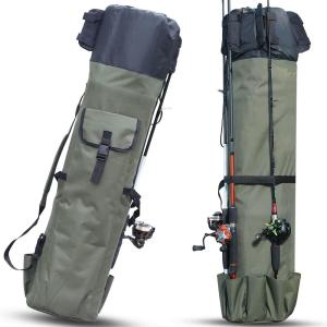Sougayilang Folding Fishing Rod Case Organizer Pole Storage Bag Rod Reel Tackle Carrier Fishing Rod Bag Fishing Case(Style B-Green-120cm/4ft)