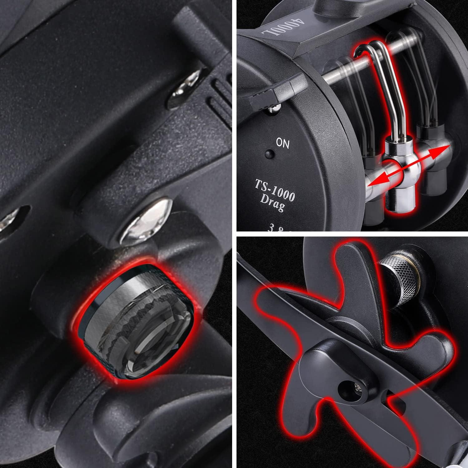 image:imageSougayilang Round Baitcasting Fishing ReelSaltwater Inshore Surf Trolling ReelConventional Reel for CatfishMuskyBassPikeSalmonSteelheadStriper and Inshore Saltwater Fishing Reelblackleft handle