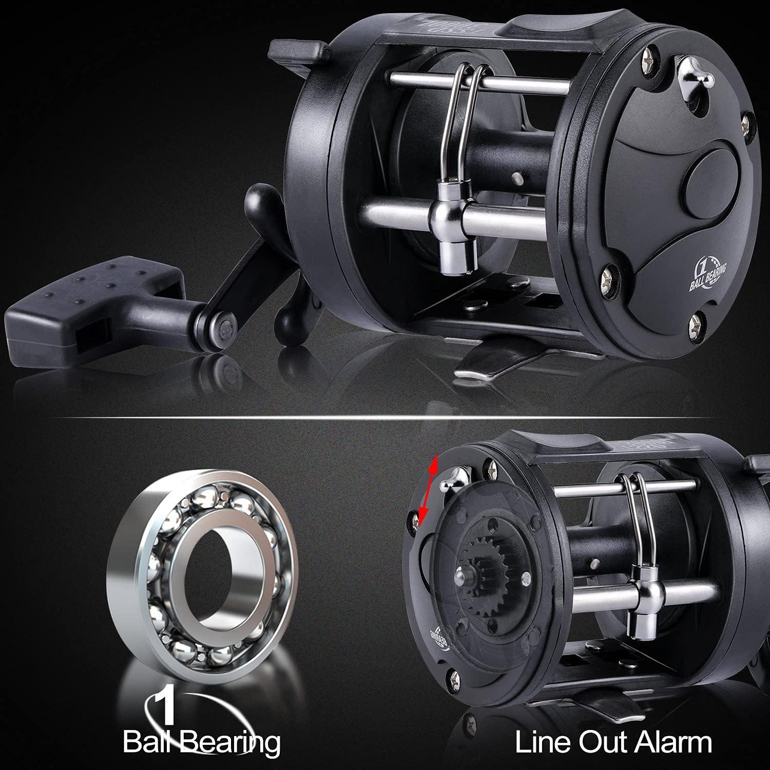 image:imageSougayilang Round Baitcasting Fishing ReelSaltwater Inshore Surf Trolling ReelConventional Reel for CatfishMuskyBassPikeSalmonSteelheadStriper and Inshore Saltwater Fishing Reelblackleft handle