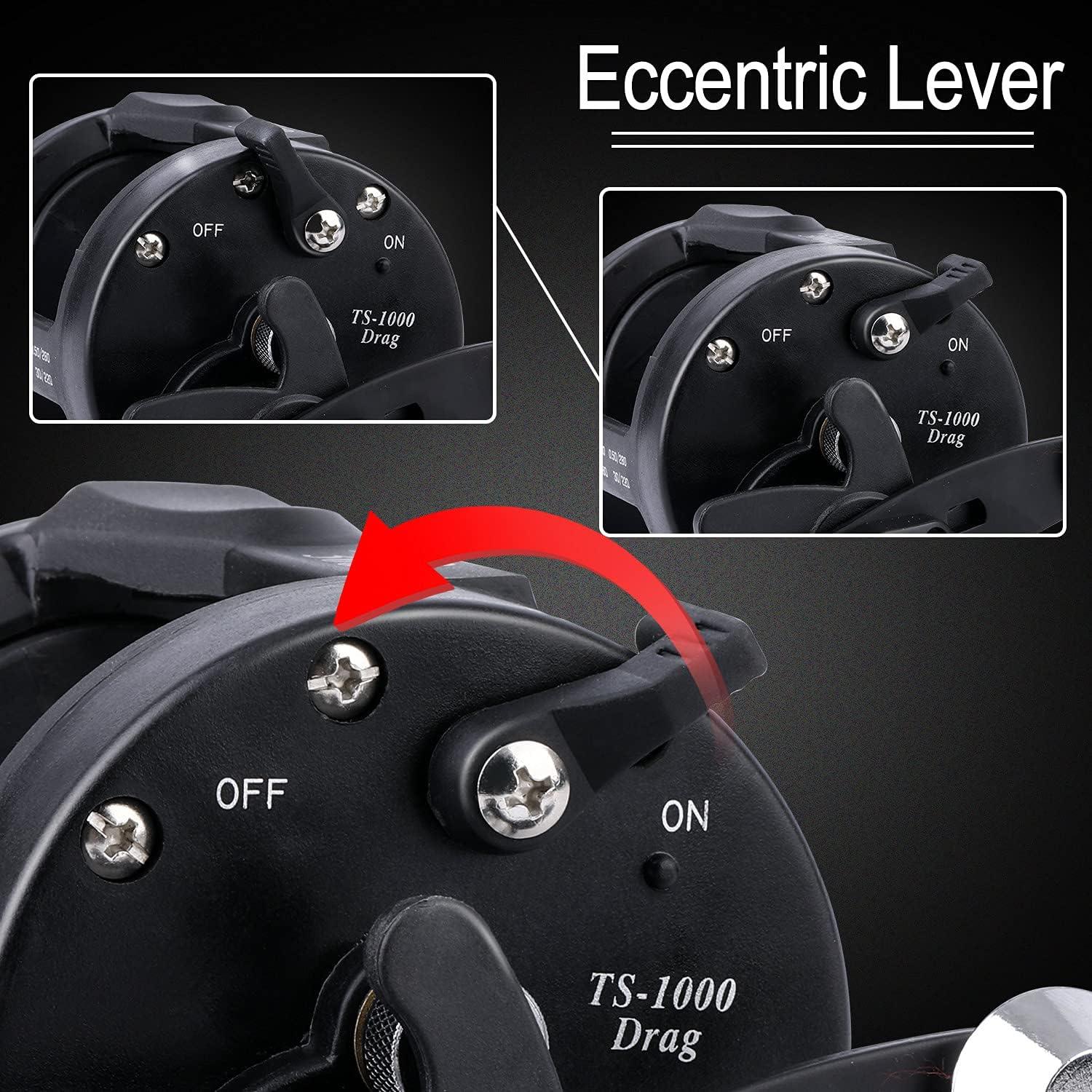 image:imageSougayilang Round Baitcasting Fishing ReelSaltwater Inshore Surf Trolling ReelConventional Reel for CatfishMuskyBassPikeSalmonSteelheadStriper and Inshore Saltwater Fishing Reelblackleft handle