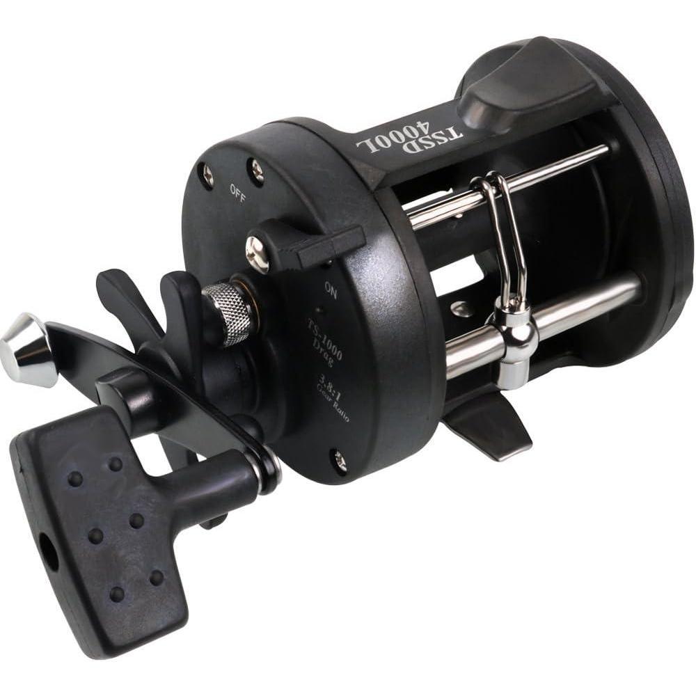 image:imageSougayilang Round Baitcasting Fishing ReelSaltwater Inshore Surf Trolling ReelConventional Reel for CatfishMuskyBassPikeSalmonSteelheadStriper and Inshore Saltwater Fishing Reelblackright handle